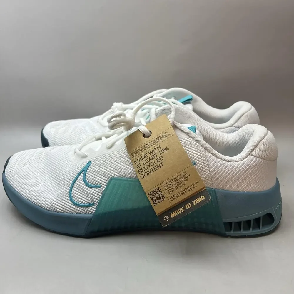 Nike Metcon 9 Training Shoes Men Size 14 White Teal Gym Lift Comfort Sneakers